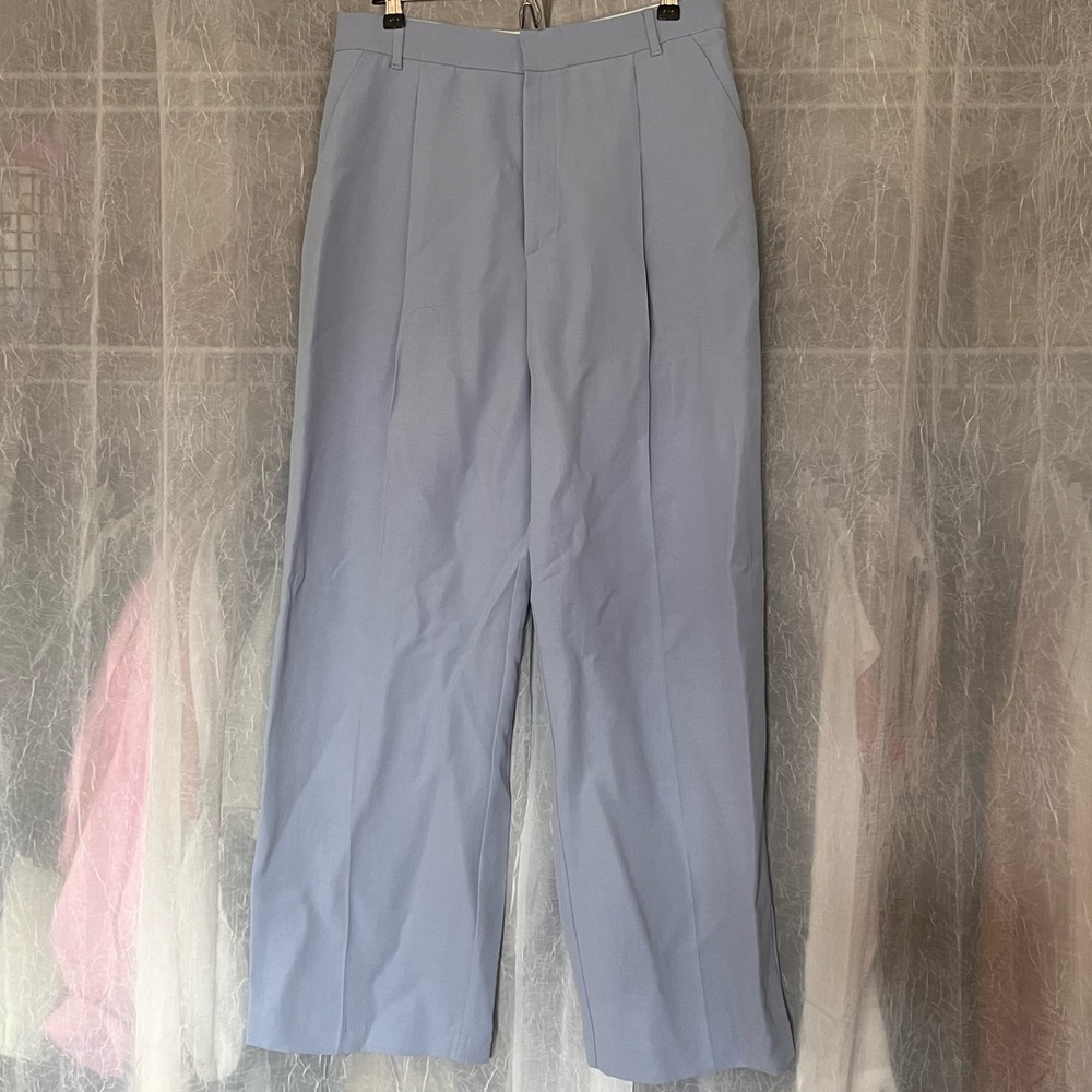 Zara High Rise Wide Leg Suit Pant (Baby Blue Size XL)